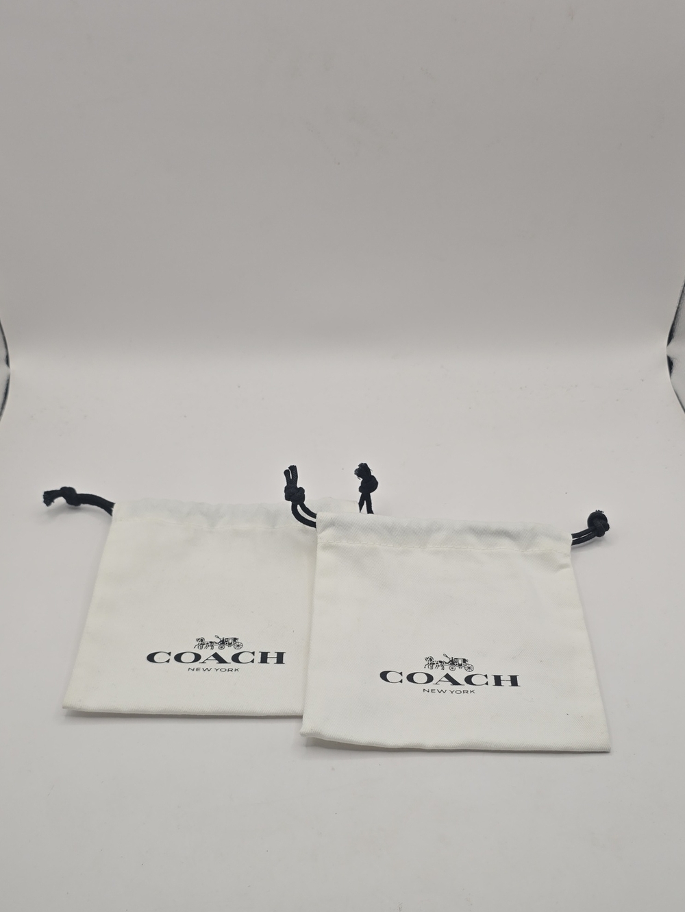 ​Coach New York White Jewelry Dust Bag Lot Set of 2 Drawstring Storage Pouch